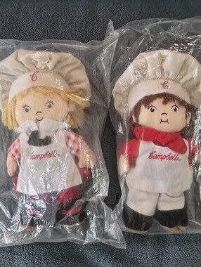NOS Vintage 1999 Campbells Soup Plush, Boy And Girl